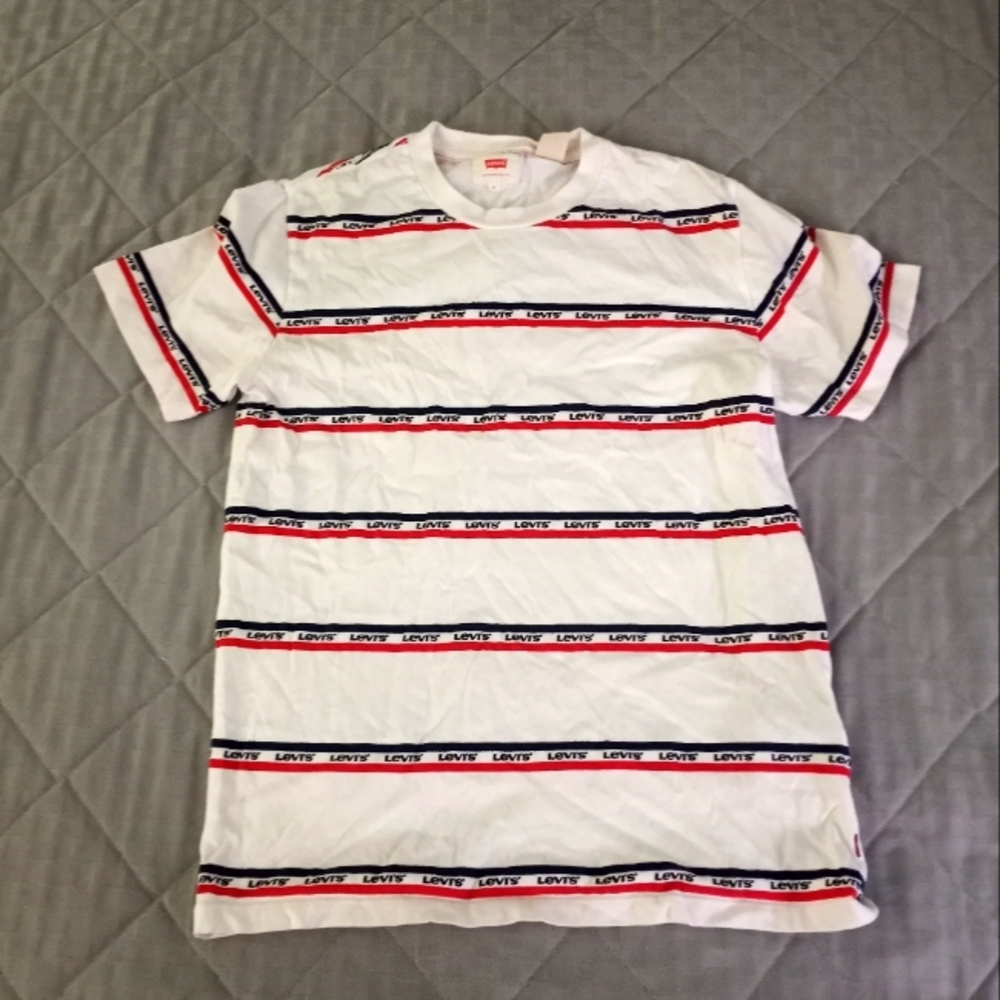 Levi's Men's White and Red Striped Shirt